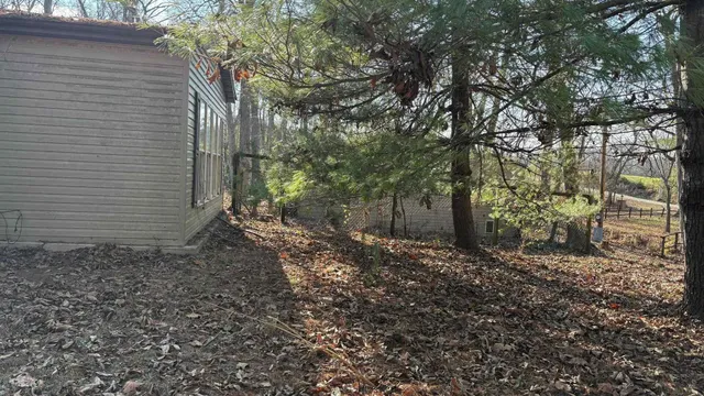 a backyard of a house with lots of green space