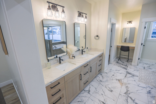 126 North 800 West Mapleton, UT 84664 - Photo 35 of 79 Full bathroom featuring double vanity and baseboards