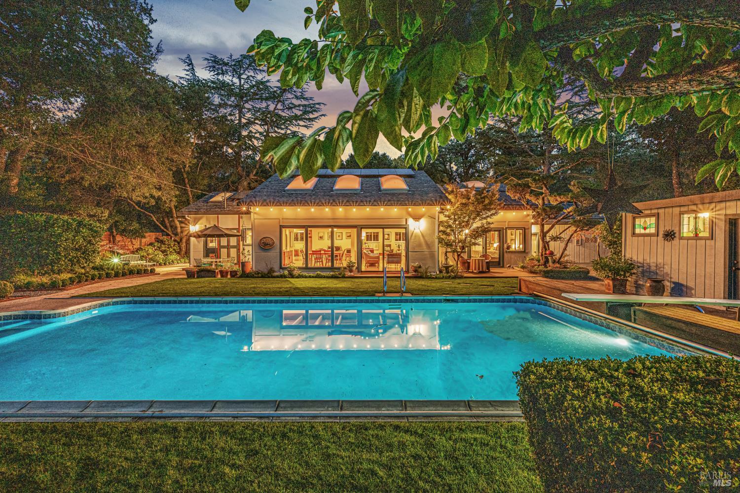a view of a yard with an outdoor space