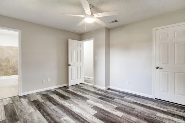 a view of a room with a window