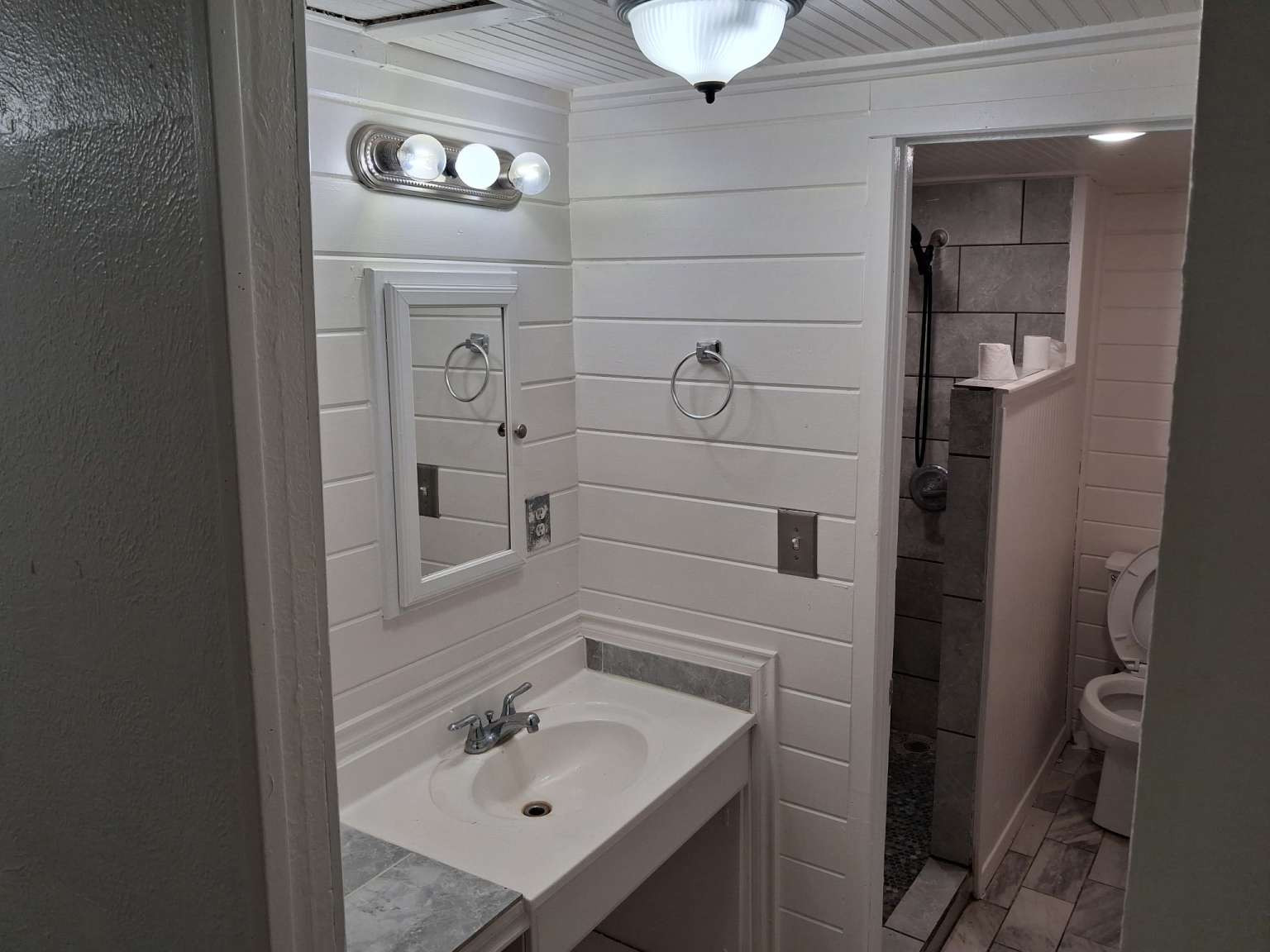 308 North Ridge Street Lampasas, TX 76550 - Photo 9 of 16 a bathroom with a sink a toilet and shower