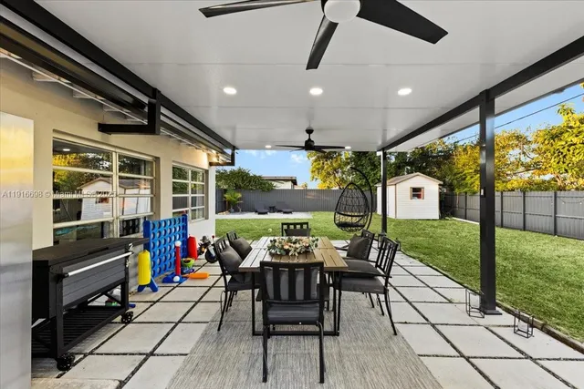 a outdoor space with furniture