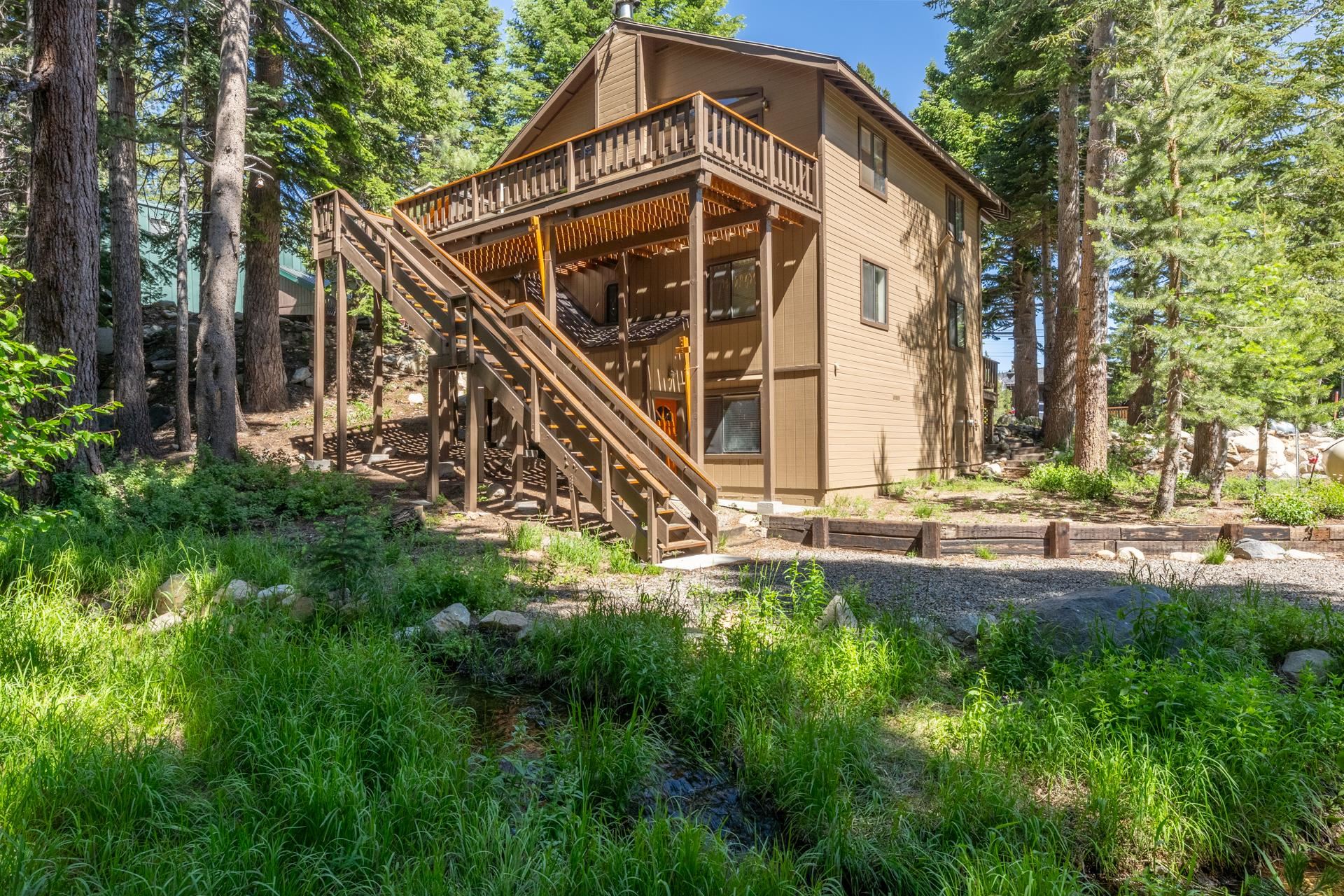2281 Old Mammoth Road Mammoth Lakes, CA 93546 - Photo 2 of 27 Back of property featuring stairway and a wooden deck