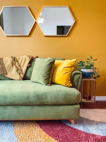 a view of a couch in a room
