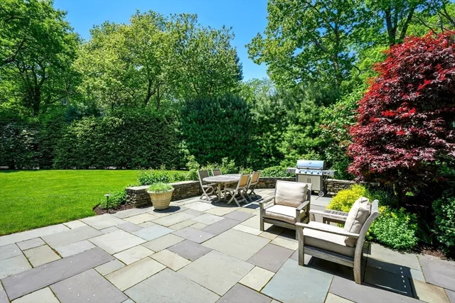 a view of garden with patio