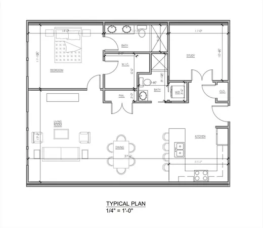 a black and white photo of a living room