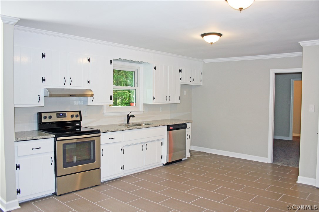 4009 Hidden Valley Road Chester, VA 23831 - Photo 5 of 22 a kitchen with a stove sink and cabinets