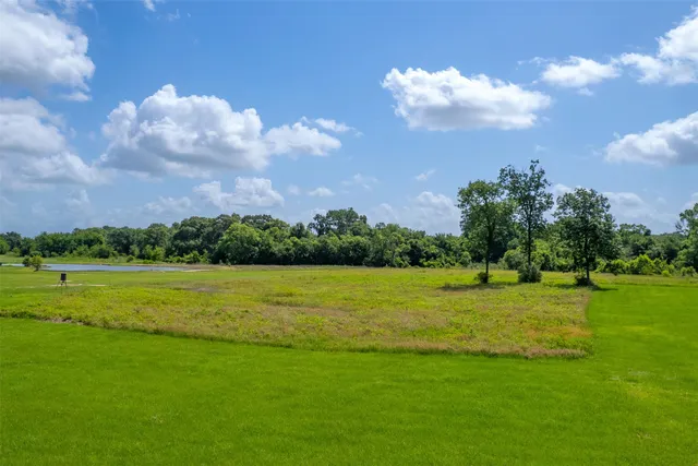 a view of a big yard with lots of green space