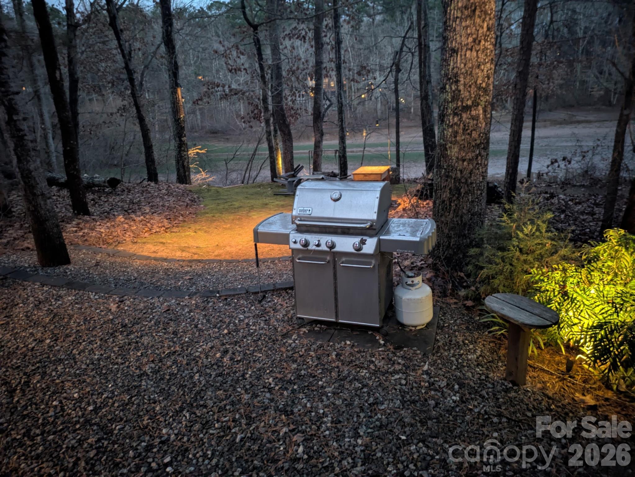 228 Creek View Road Mooresville, NC 28117 - Photo 35 of 40 a view of a backyard with chairs and a fire pit