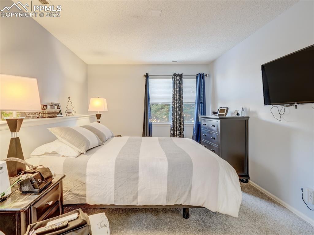 842 Tenderfoot Hill Road, Unit 1 Colorado Springs, CO 80906 - Photo 29 of 41 a bedroom with a bed and a flat screen tv