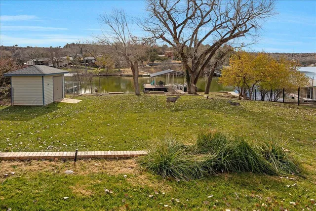 a view of a lake with houses
