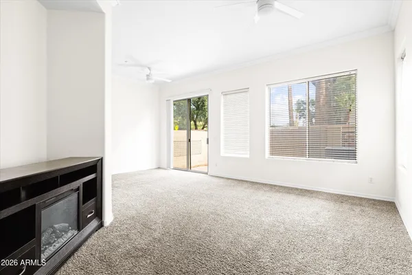 an empty room with windows