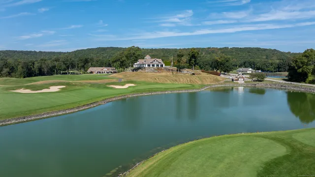 a view of a lake with a mountain in the background