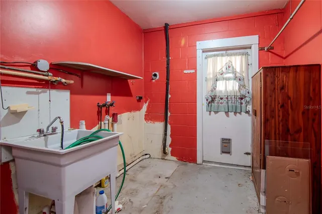 a view of backyard with green space