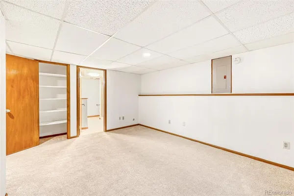 an empty room with closet