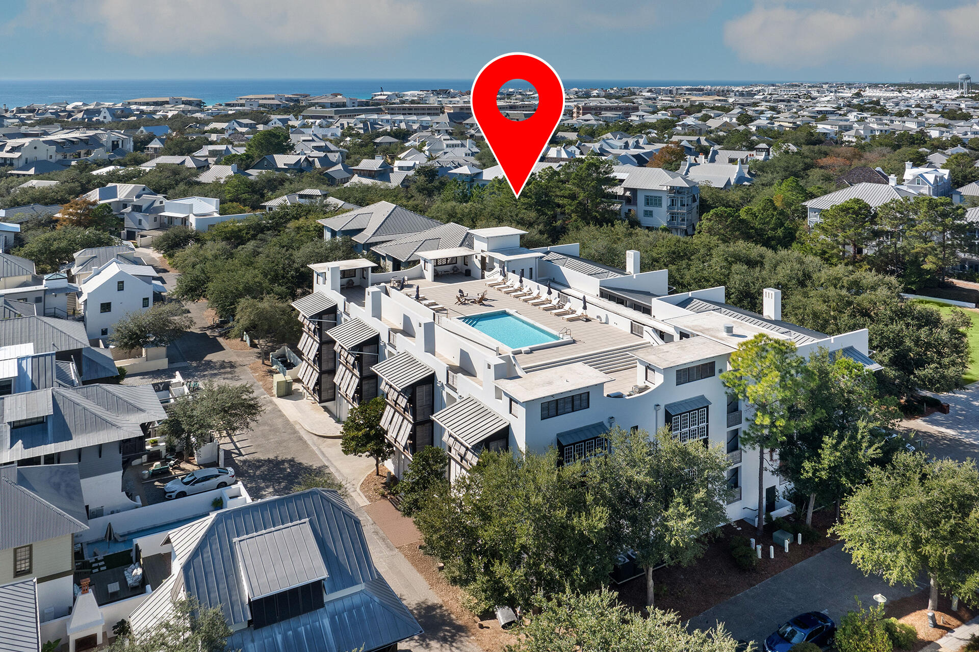 136 Georgetown Avenue, Unit E36 Inlet Beach, FL 32461 - Photo 11 of 54 an aerial view of a building with outdoor space