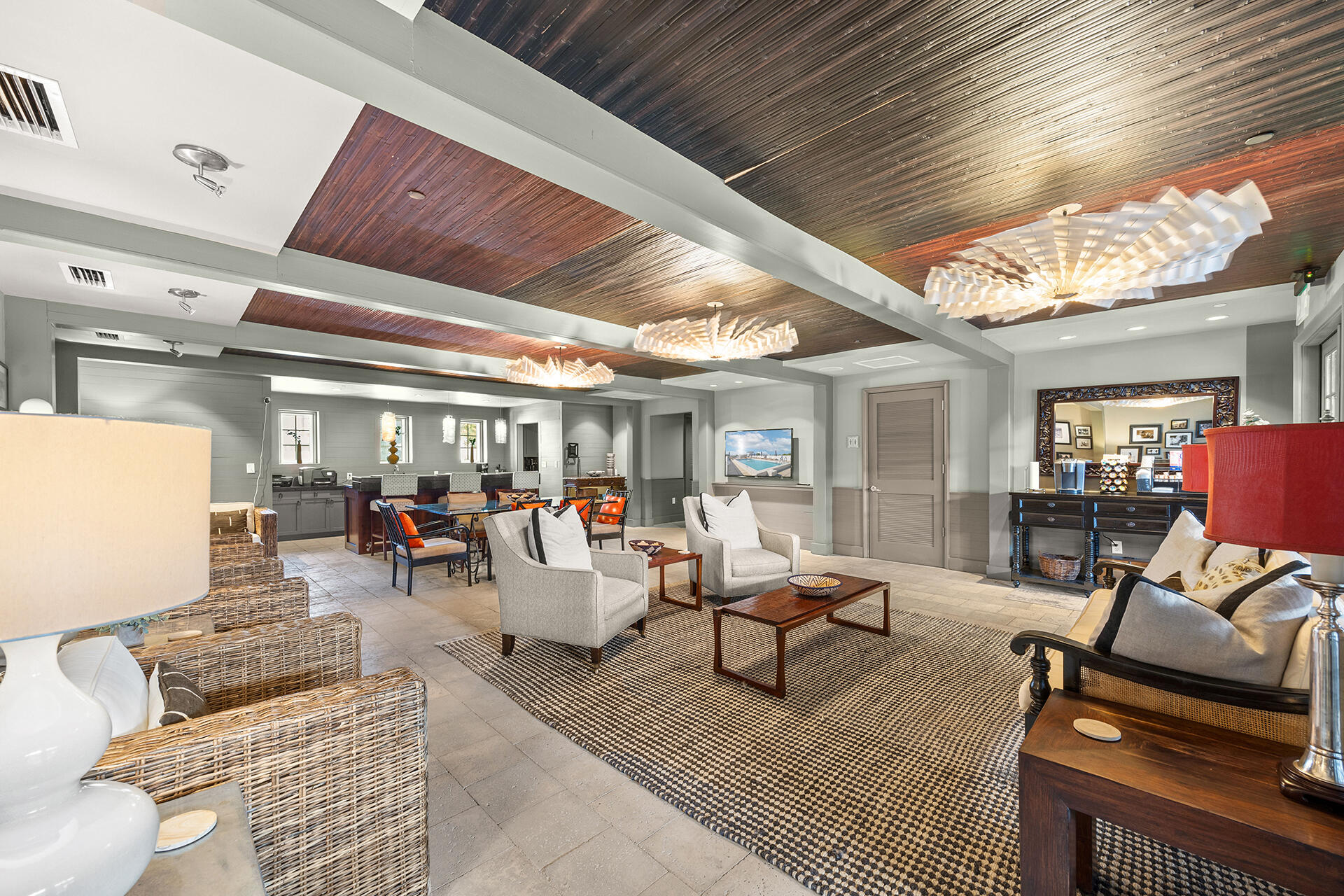 136 Georgetown Avenue, Unit E36 Inlet Beach, FL 32461 - Photo 18 of 54 a living room with furniture and a chandelier