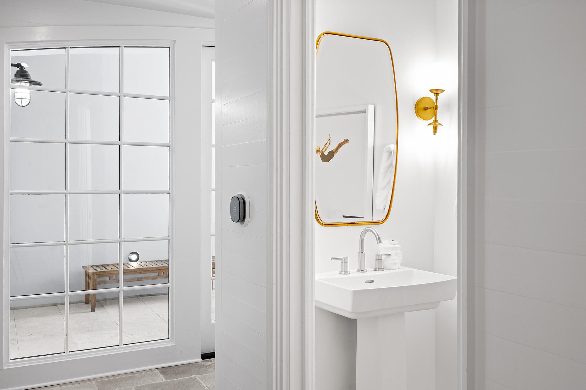 136 Georgetown Avenue, Unit E36 Inlet Beach, FL 32461 - Photo 43 of 54 a bathroom with a sink and a mirror