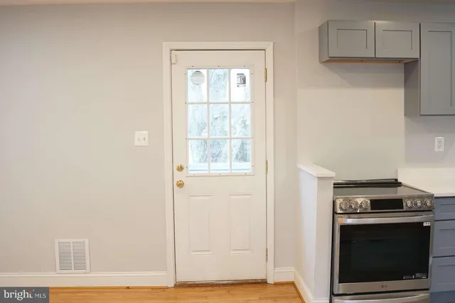 a stove top oven sitting inside of a kitchen