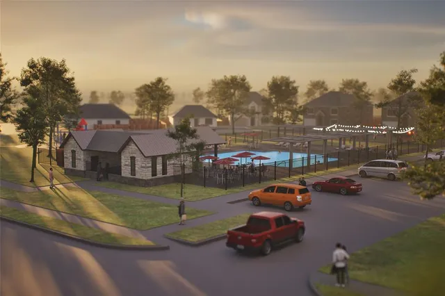 a view of outdoor space with garden and trees