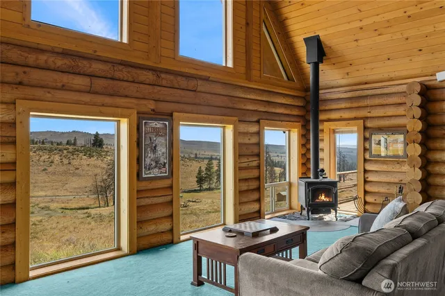 a living room with furniture