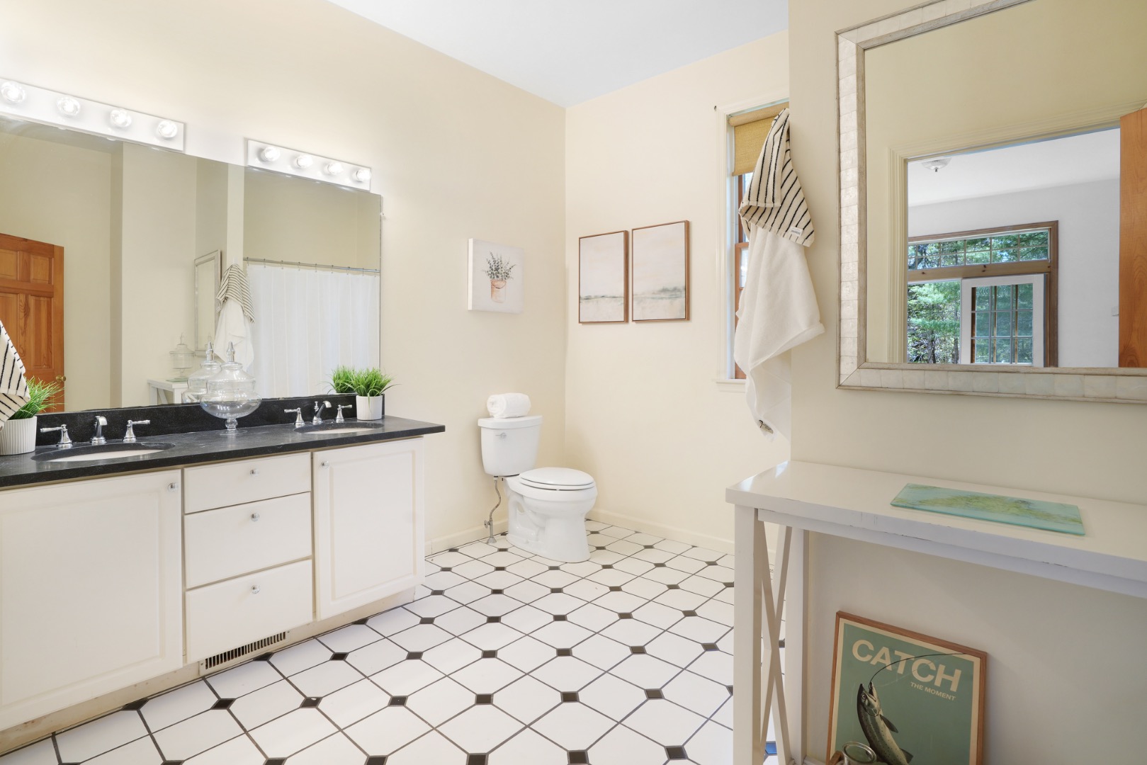 2 Cosmos Way Edgartown, MA 02539 - Photo 18 of 29 a bathroom with a sink a toilet and a mirror