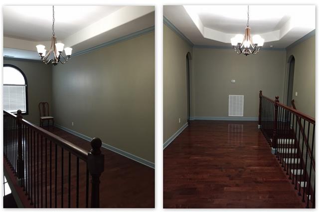 1301 Barnes Road Antioch, TN 37013 - Photo 11 of 20 Making our way upstairs…. This isn’t a staircase landing…. It’s almost another room! Trey ceiling, chandelier, and 24’ deep by 11’ at it’s widest point.