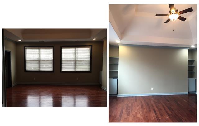 1301 Barnes Road Antioch, TN 37013 - Photo 12 of 20 Enter your inviting upstairs master suite through double doors. Soaring ceiling, 4-corner recessed lighting, a wall of windows, built in shelving & cabinetry, 11.5’ wide walk-in closet. What more could you ask for?