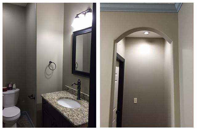 1301 Barnes Road Antioch, TN 37013 - Photo 10 of 20 This main floor half bath features the same quality granite, tile, cherry cabinetry and soft-close drawers as the other baths in the home. The right photo draws attention to the appealing arched doorways and detail found through this home.