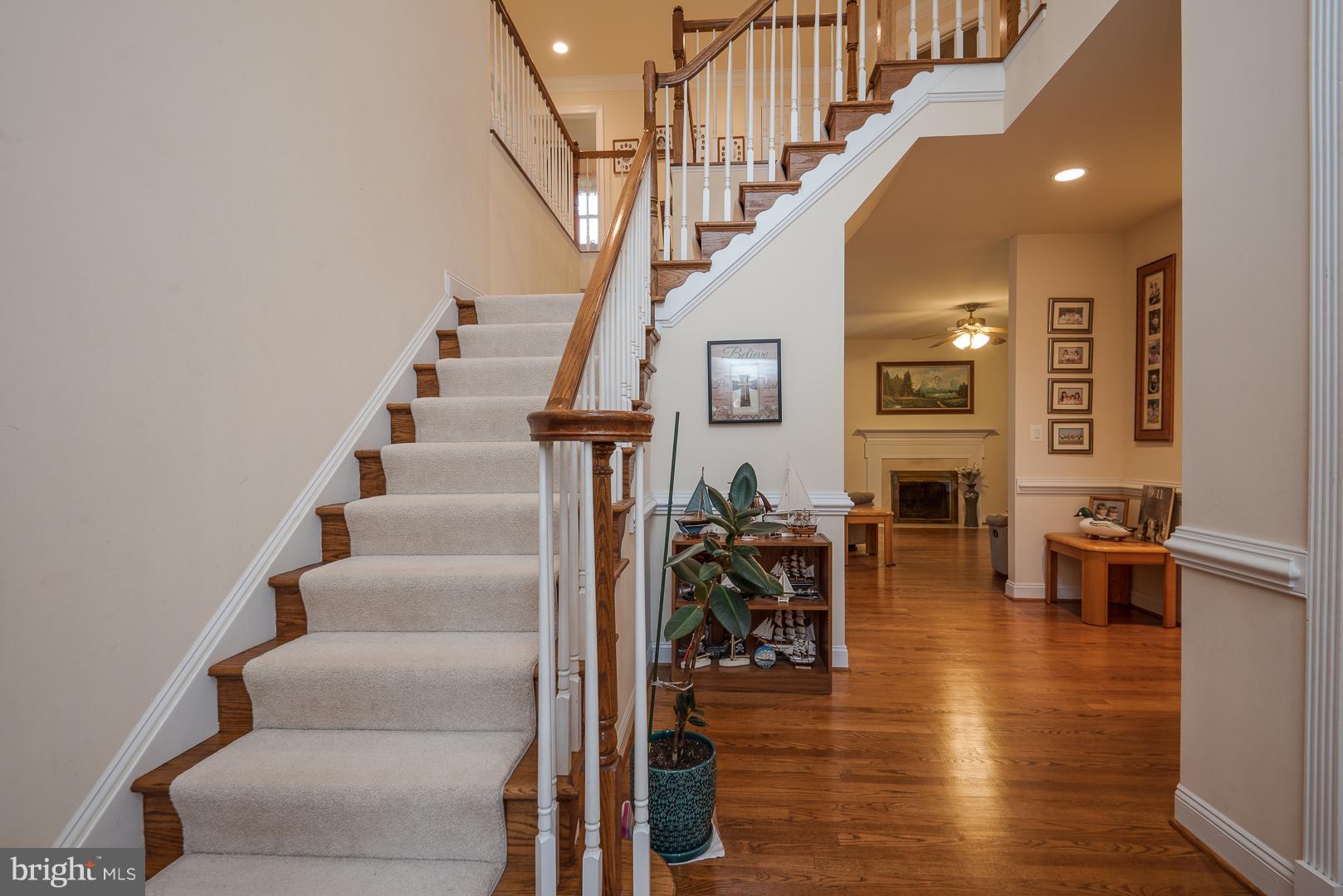 Oak staircase with large landing on upper level