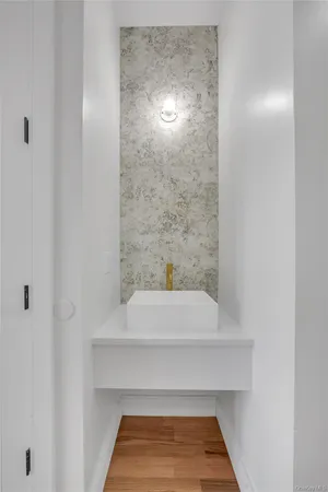 a bathroom with a bathtub