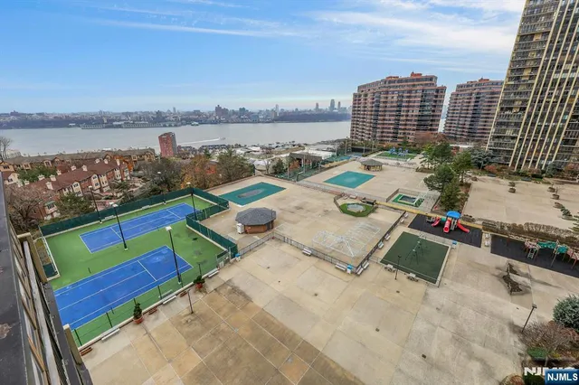 a view of a city with ocean