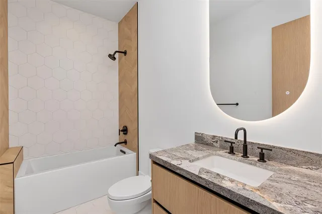 a living room with large window