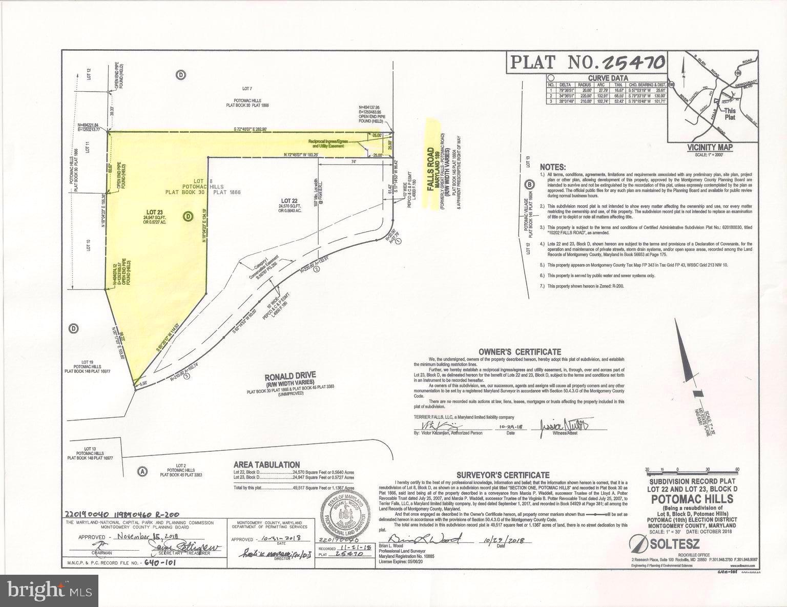 10202 Falls Road Potomac, MD 20854 - Photo 1 of 3 PLAT 25470 for 10202 Falls Road