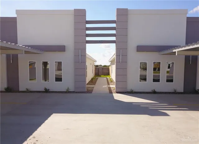 a view of a house with a patio