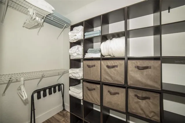 a view of a backyard with garden