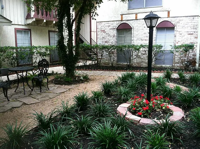a front view of house and yard and covered with green space