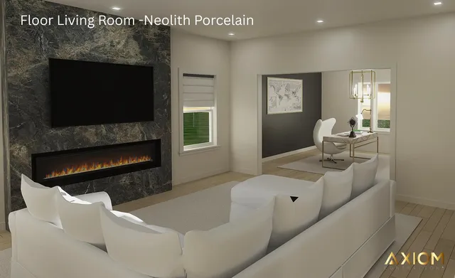 a living room with furniture and a flat screen tv