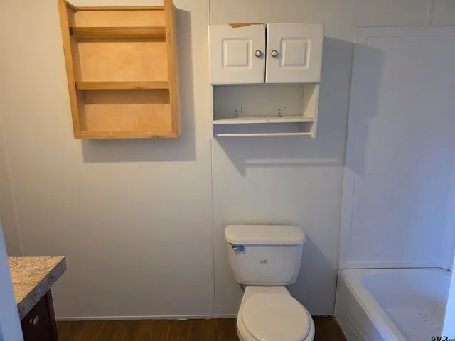 a bathroom with a bathtub
