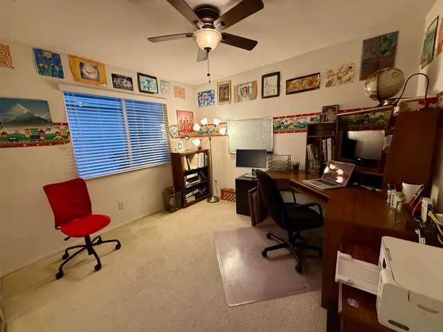 a bedroom with furniture and a bed