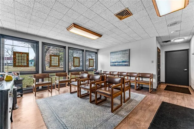 an outdoor living space with furniture