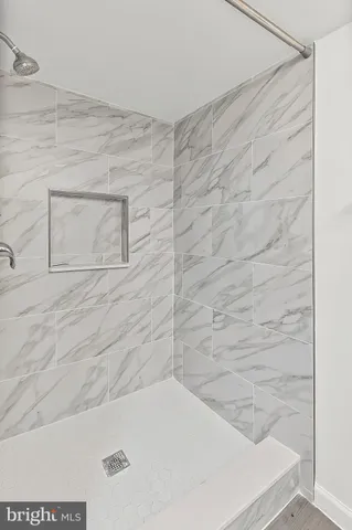 a bathroom with a bathtub