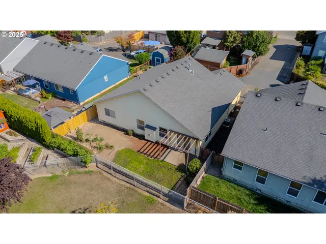 an aerial view of a house