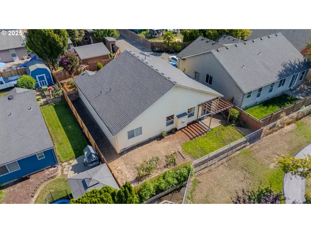 an aerial view of a house