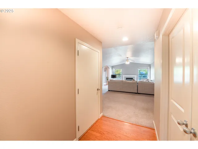a view of a big room with closet and windows