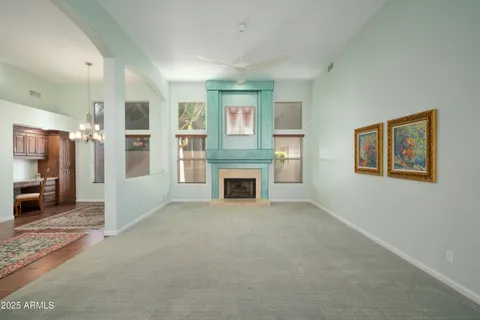 a view of a livingroom with a fireplace