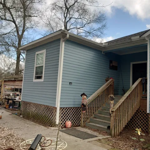 a view of a livingroom from a hallway