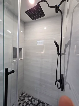 a bathroom with a shower