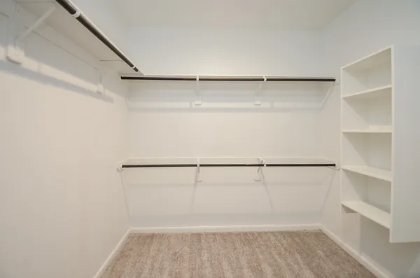 a view of an empty walk in closet