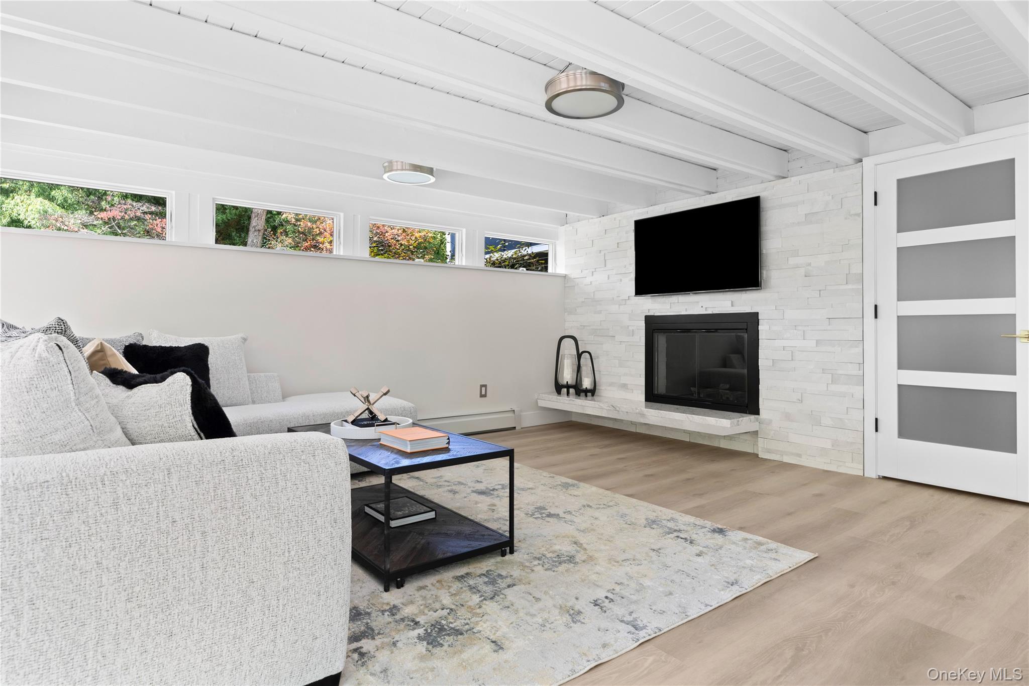 25 Wood Road Sands Point, NY 11050 - Photo 28 of 33 a living room with furniture and a flat screen tv